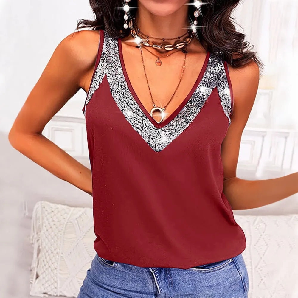 Women's V-Neck Wide Strap Tank