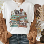 Western Shirts Boho Cow Skull Shirt with Leopard Print Short