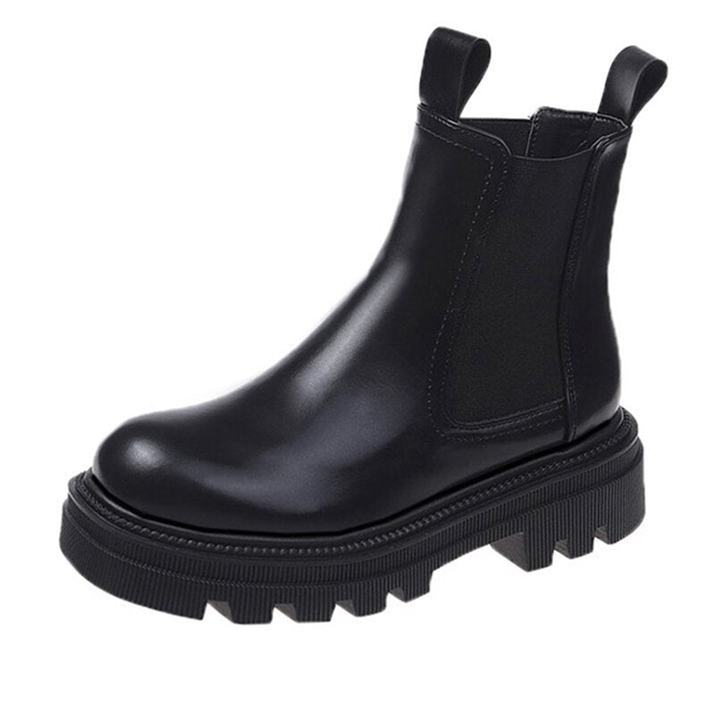 Fashion Women's Chelsea Boots Spring Autumn Waterproof Non-slip Platform Ankle Boots Women Slip on Thick Sole Booties