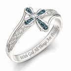 Women's Cross shaped ring with creative hollowed out diamond inlay jewelry