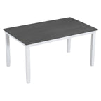 6-Piece Wood Dining Table Set Kitchen Table Set with Upholstered Bench and 4 Dining Chairs, Farmhouse Style Gray+White