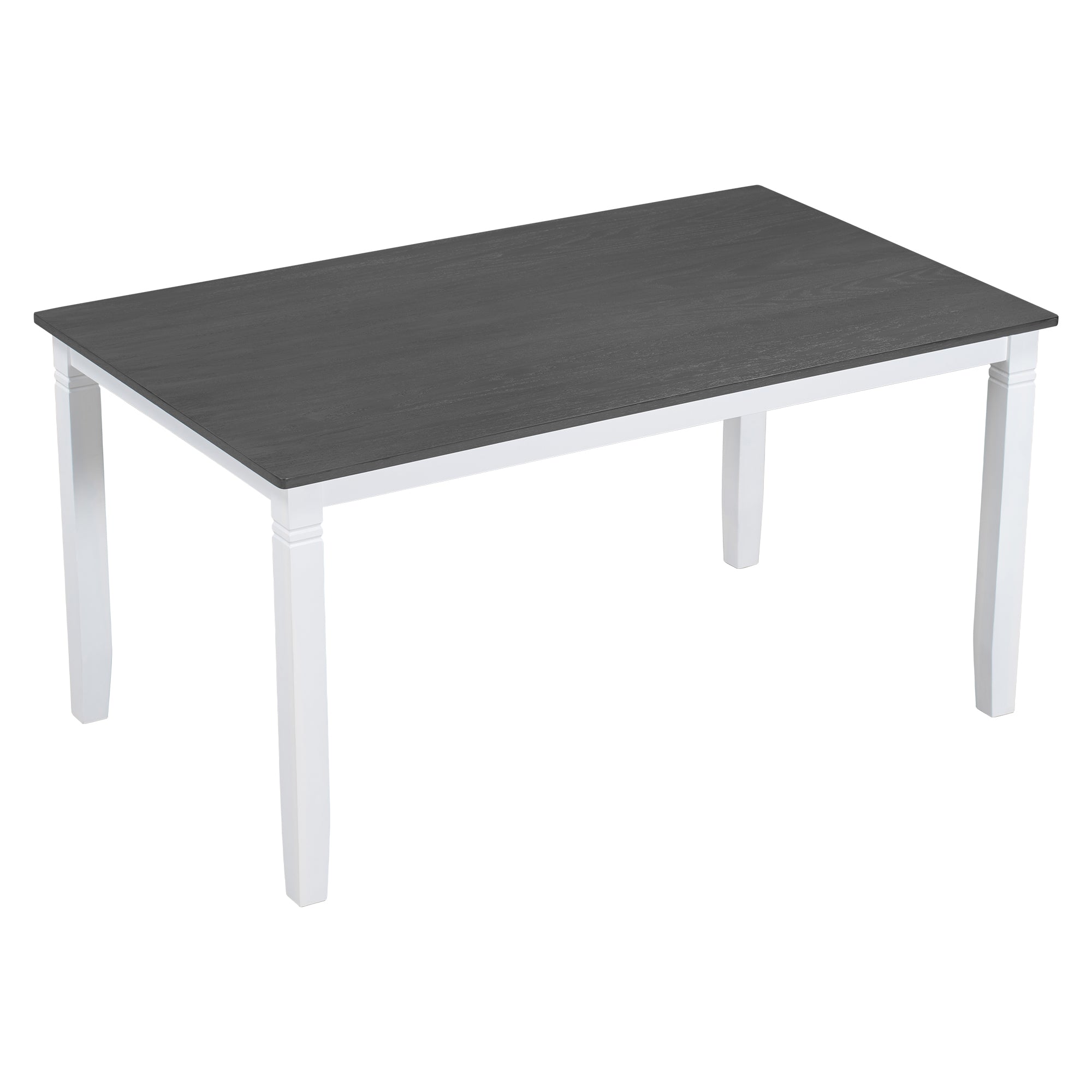 6-Piece Wood Dining Table Set Kitchen Table Set with Upholstered Bench and 4 Dining Chairs, Farmhouse Style Gray+White