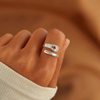 Women's Silver Faith Cross Zircon Ring Women's Simple and Fashionable European and American Style Ring Silver Jewelry