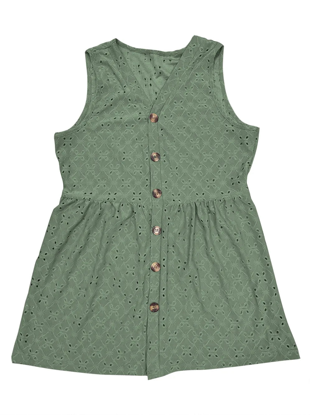 Women's Eyelet Button Up V-Neck Tank Top