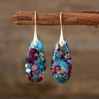 New Bohemian Emperor Stone Water Drop Pendant Earrings Natural Stone Jewelry