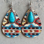 Women's Earrings Turquoise Pendant Retro Ethnic Fashion Earrings Western Bohemian