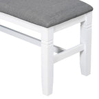 6-Piece Wood Dining Table Set Kitchen Table Set with Upholstered Bench and 4 Dining Chairs, Farmhouse Style Gray+White