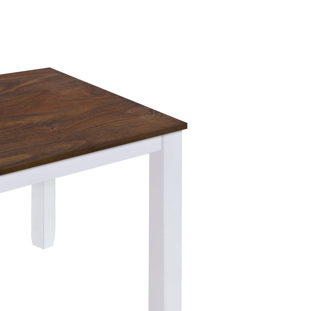 Rustic Minimalist Wood 5-Piece Dining Table Set with 4 X-Back Chairs for Small Places  White