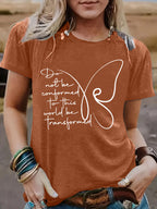 Women's Butterfly round neck short sleeved  T-shirt