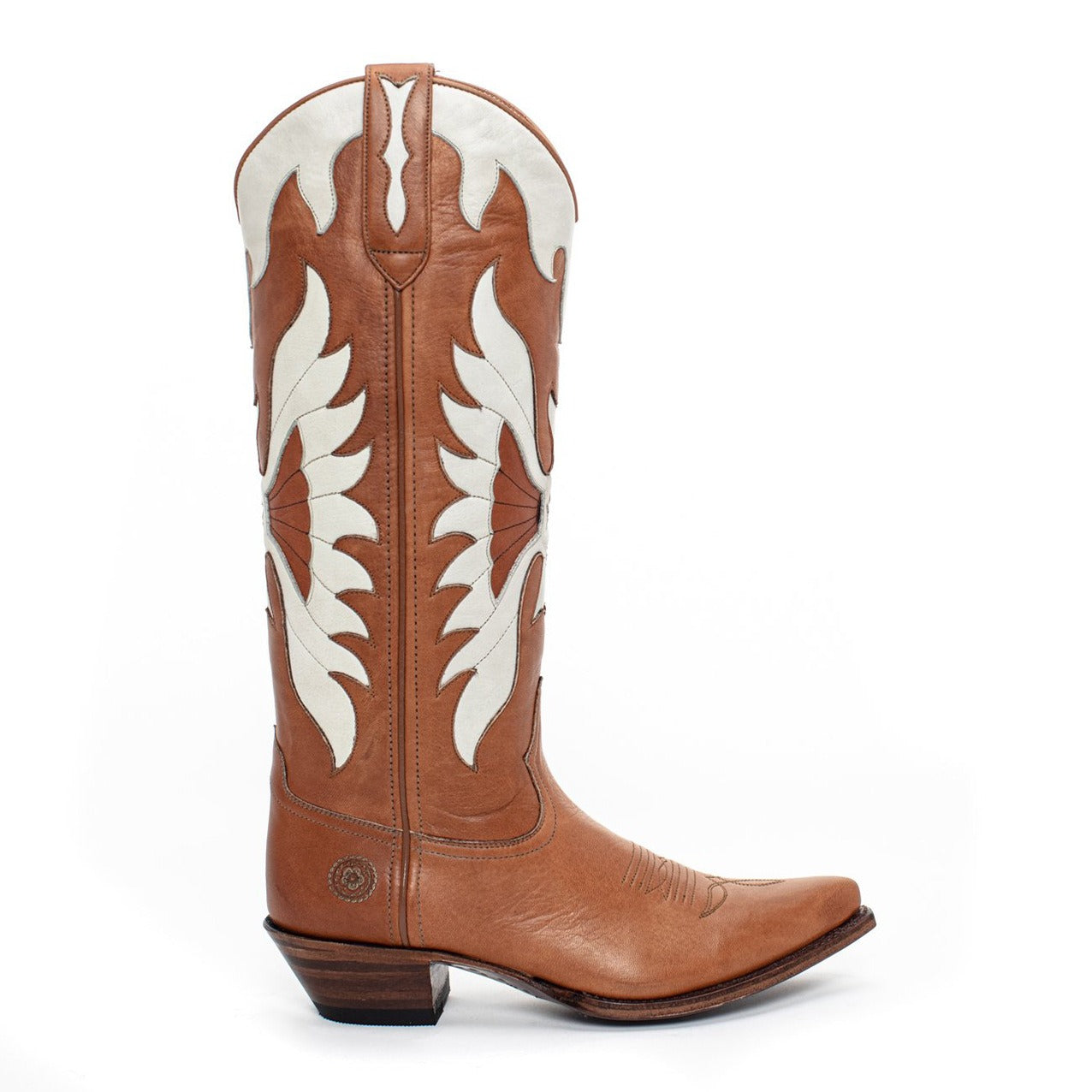 New European and American High Barrel Knight Boots Pointed Adhesive Shoes Brown Martin Boots