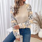 Ethnic Print Long Sleeve Round Neck T-Shirt
