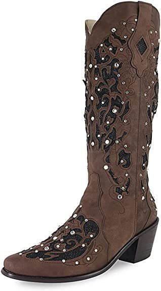 Women's Shoes Embroidered High Sleeve Solid Thick Heel Boots