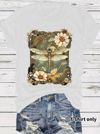 Dragonfly printed short sleeved t-shirt for women
