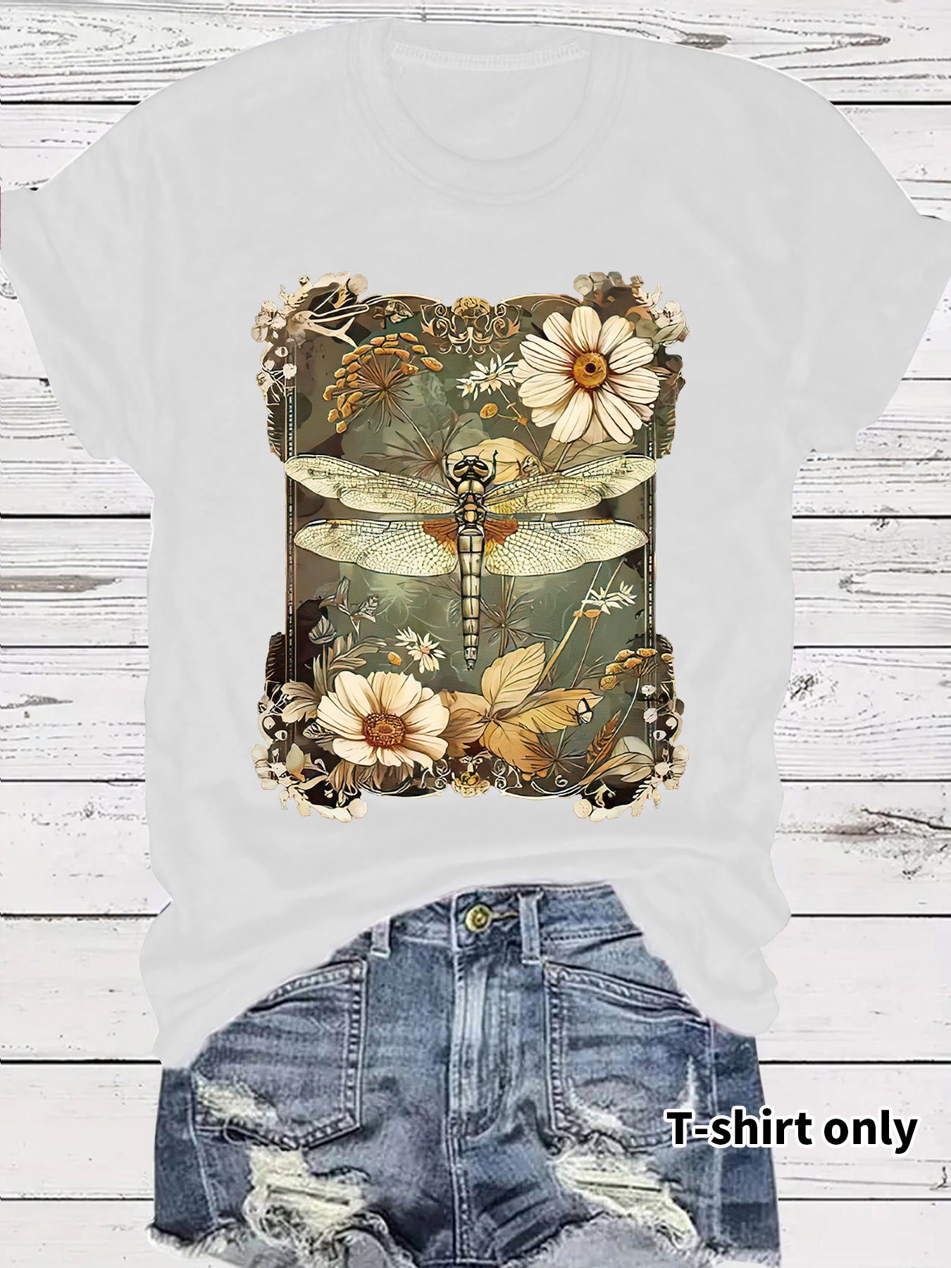 Dragonfly printed short sleeved t-shirt for women