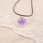 Handmade Boho Transparent Resin Dried Flower Necklace Round Glass Gypsophila Charms Pendant For Women Girls Fashion Jewelry Gift