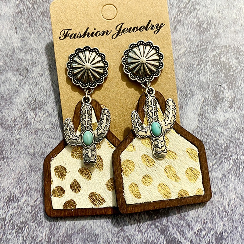 Western Bohemian Genuine Leather Cowhide Earrings