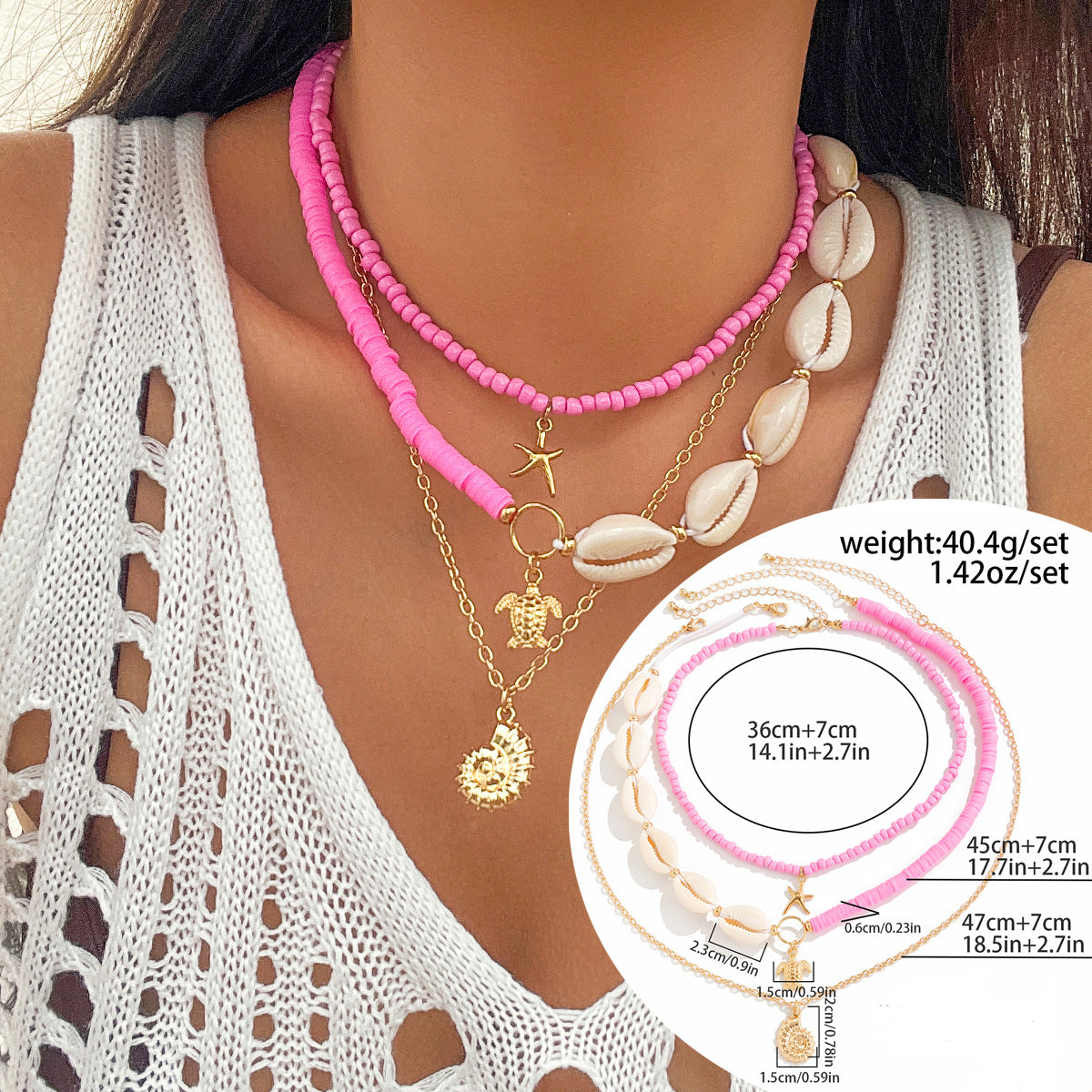 Ocean Wind Shell Turquoise Multi layer Necklace Beach Sea Star Bead Necklace Accessories Female