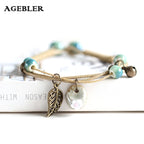 Ceramic Cute Flower Leaf Pattern Bracelets Handmade Vintage Boho Style Trendy jewelry
