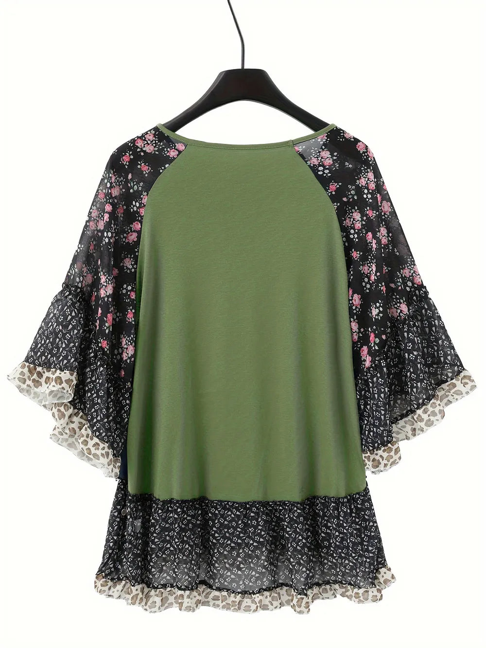 Woman's Blouse Printed Round Neck Half Sleeve Top