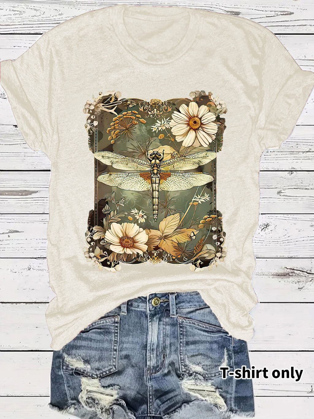 Dragonfly printed short sleeved t-shirt for women