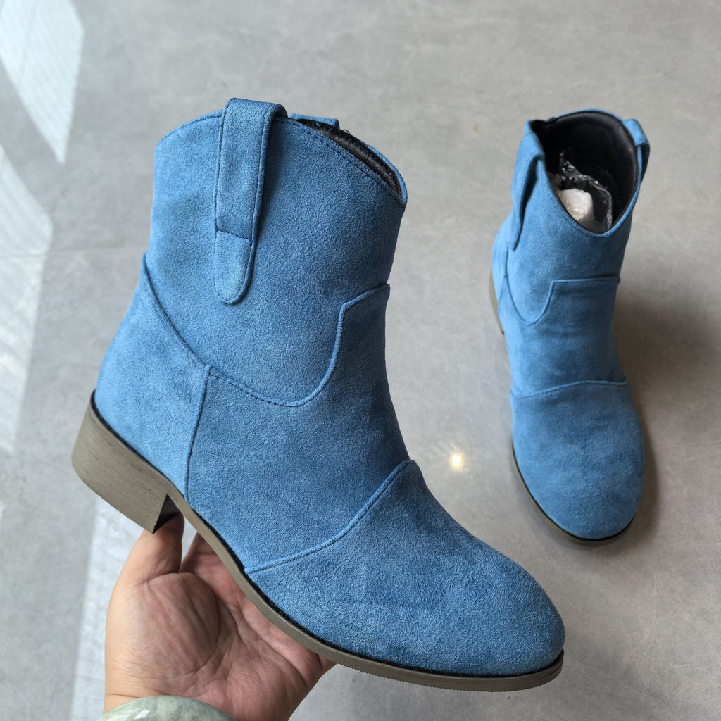 Comfortable low heeled short oversized low cut women's boots