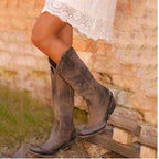 Long boots with rivets retro women's boots