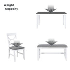 6-Piece Wood Dining Table Set Kitchen Table Set with Upholstered Bench and 4 Dining Chairs, Farmhouse Style Gray+White