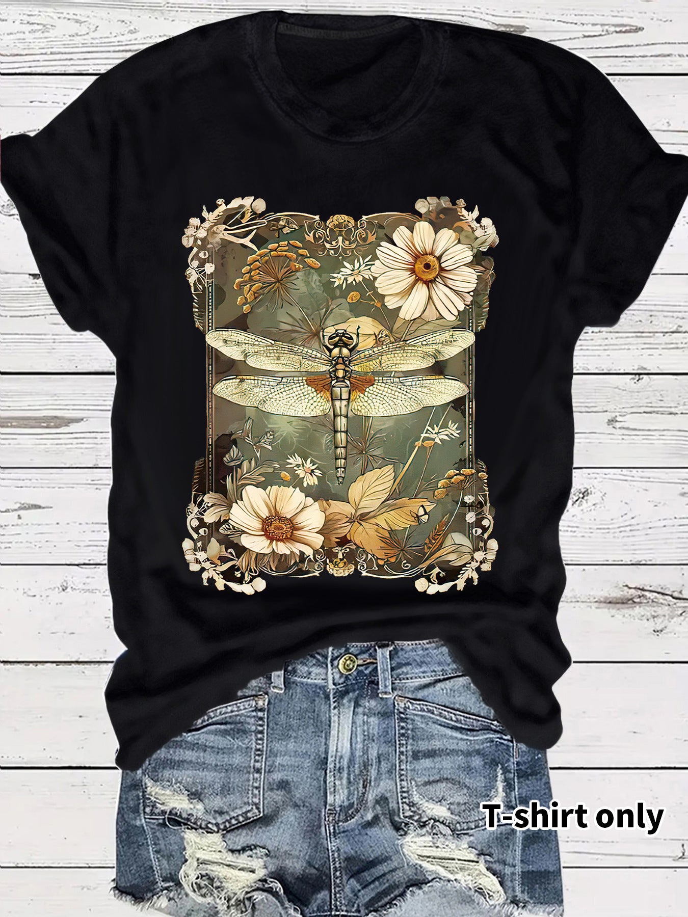 Dragonfly printed short sleeved t-shirt for women