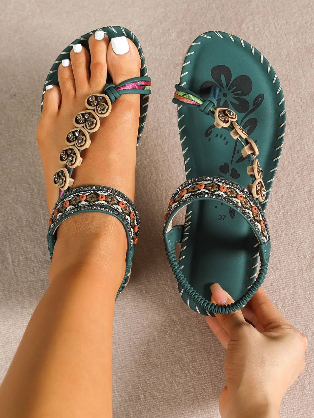 Women's Western ethnic style summer beach flat sandals