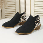 Women's Pointed Thick Heels Back Zipper Boots