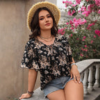 Women's Casual Loose Printed Short Sleeve Top