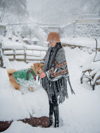 Autumn and Winter Travel Photography Versatile Ethnic Style Knitted Mohair Woolen Tassel Cape Thickened