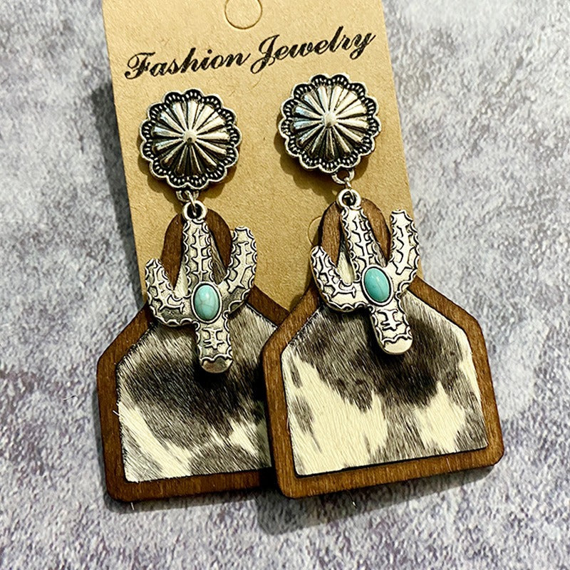 Western Bohemian Genuine Leather Cowhide Earrings