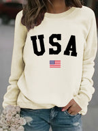 Round neck USA printed pullover sweatshirt