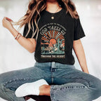 Western Jesus pattern printed round neck short sleeved T-shirt