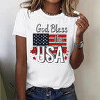 Short sleeved women's t-shirt with USA flag