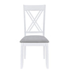 Rustic Minimalist Wood 5-Piece Dining Table Set with 4 X-Back Chairs for Small Places  White