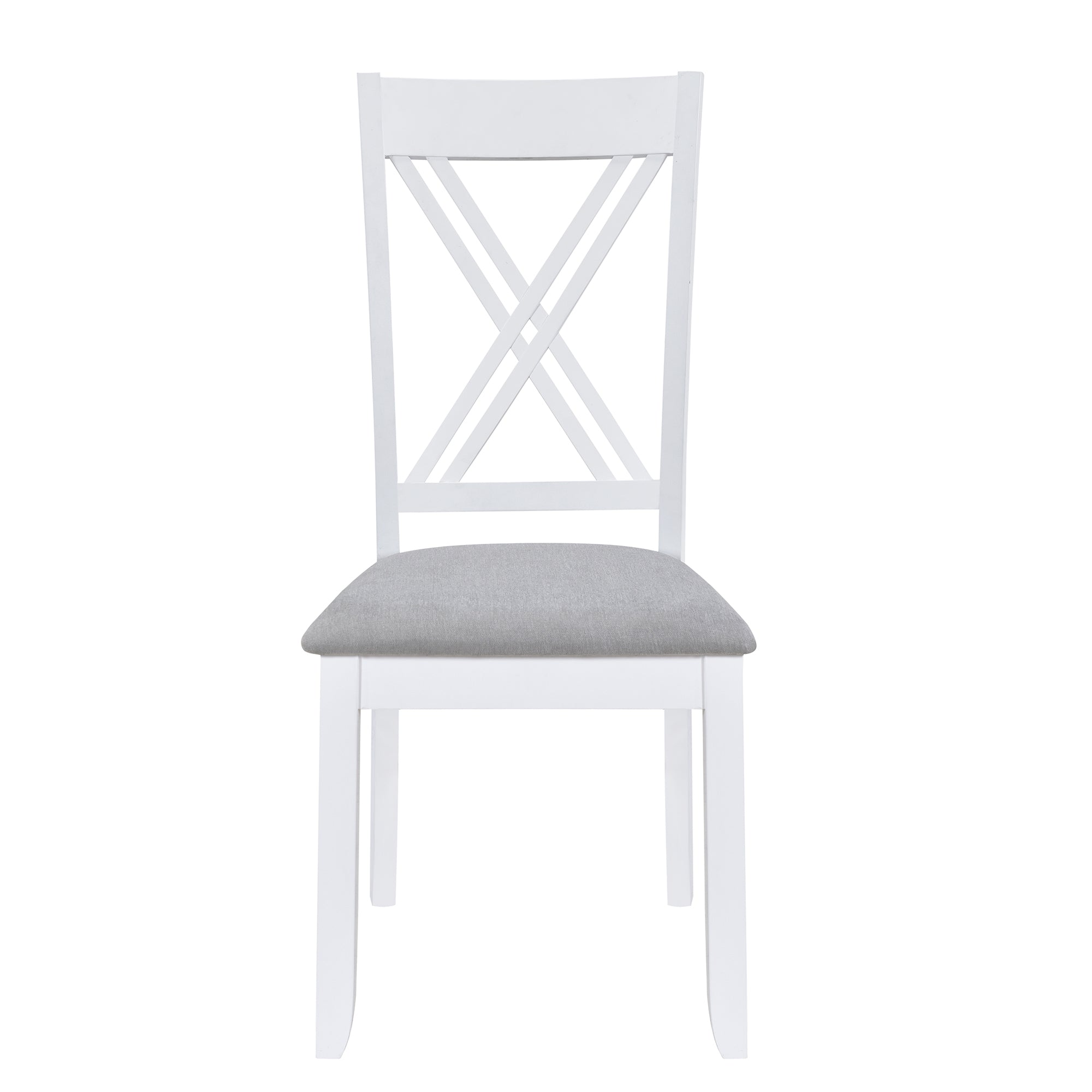 Rustic Minimalist Wood 5-Piece Dining Table Set with 4 X-Back Chairs for Small Places  White