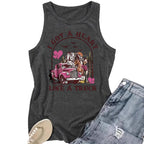 Sleeveless women's western denim style printed tank top