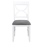 6-Piece Wood Dining Table Set Kitchen Table Set with Upholstered Bench and 4 Dining Chairs, Farmhouse Style Gray+White