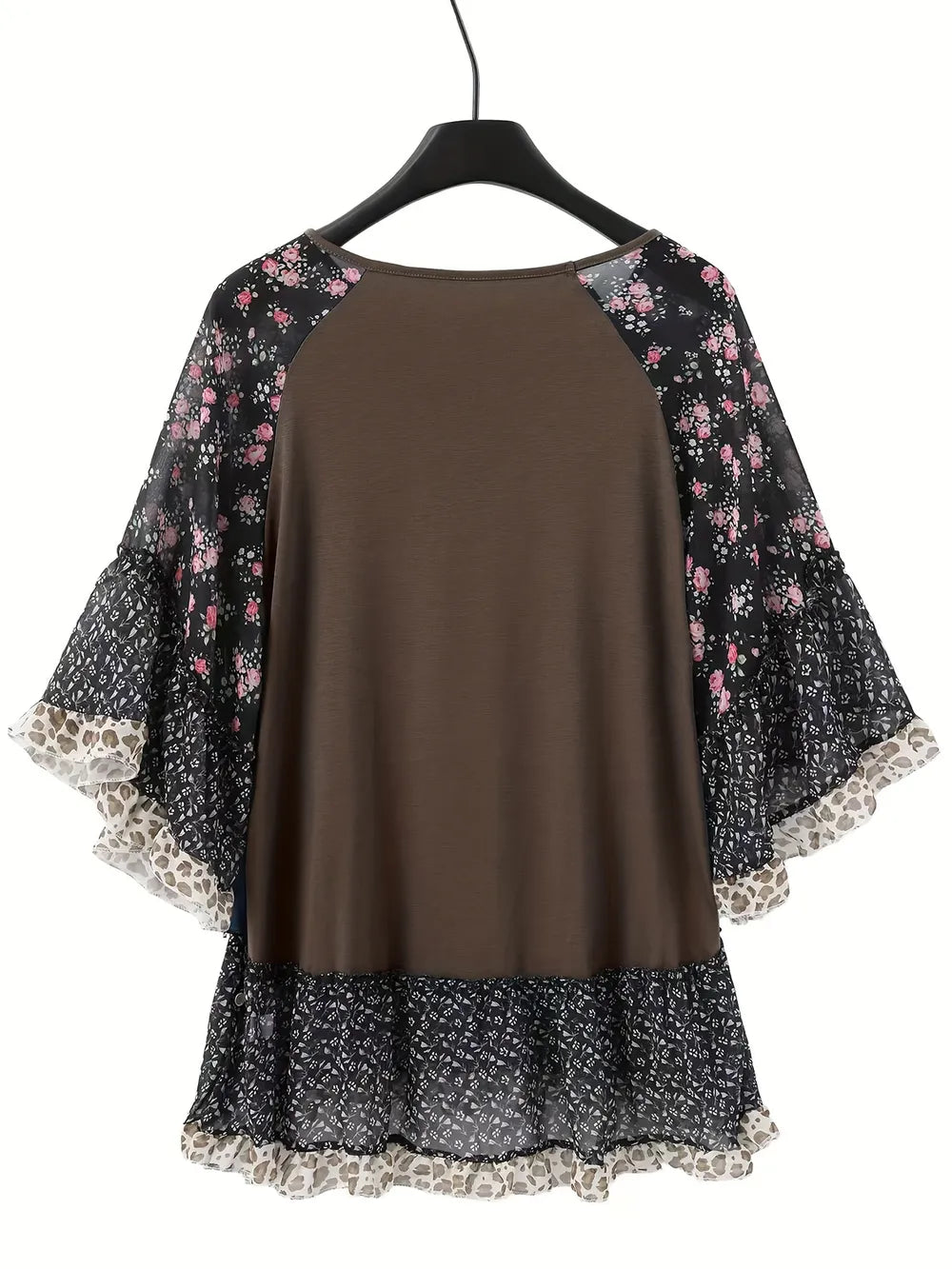 Woman's Blouse Printed Round Neck Half Sleeve Top