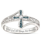 Women's Cross shaped ring with creative hollowed out diamond inlay jewelry