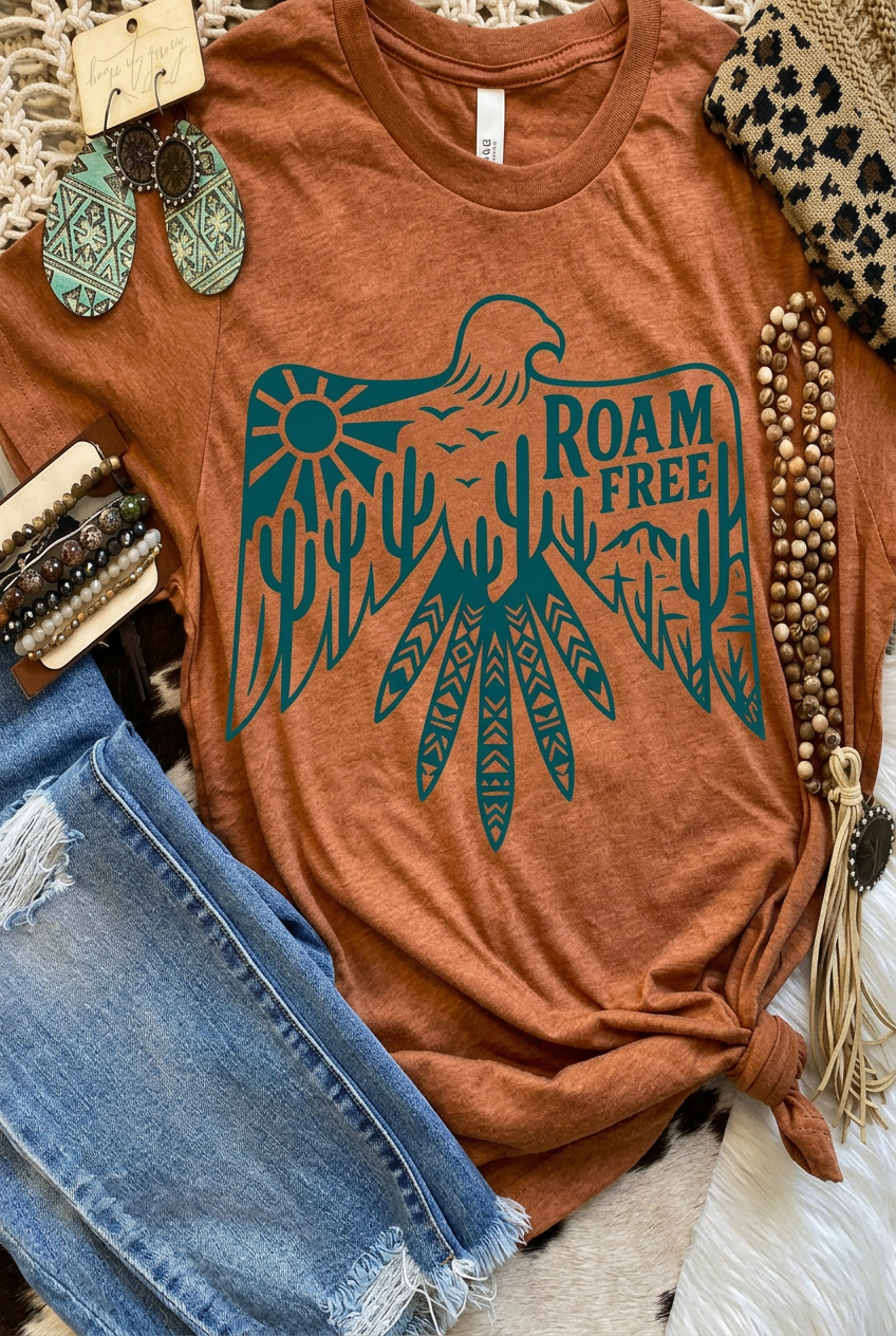 Roam Free T- shirt (Boho/Western)