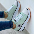 Flat Lace-Up Sneakers Canvas Sport Shoes