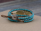 Semi Precious Stone Antique Gold Leaf 3 Strands Bracelet