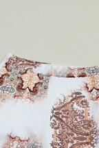 Women's White Western Vintage Print High Waist Bell Pants
