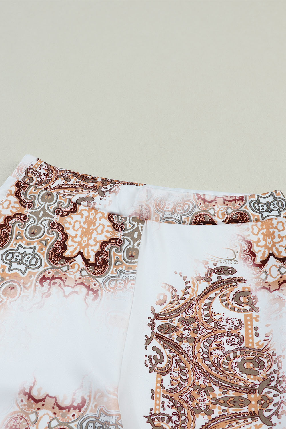 Women's White Western Vintage Print High Waist Bell Pants