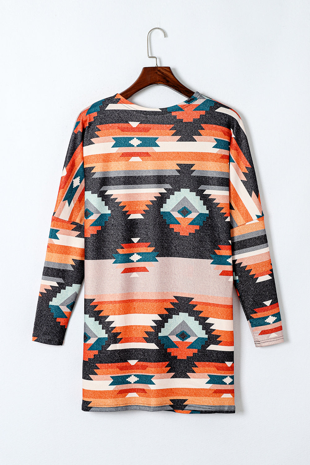 Western Tribal Aztec Print Cardigan Orange