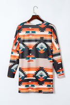 Western Tribal Aztec Print Cardigan Orange