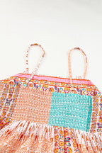 Women's Multicolor Boho Patchwork Print Square Neck Sundress